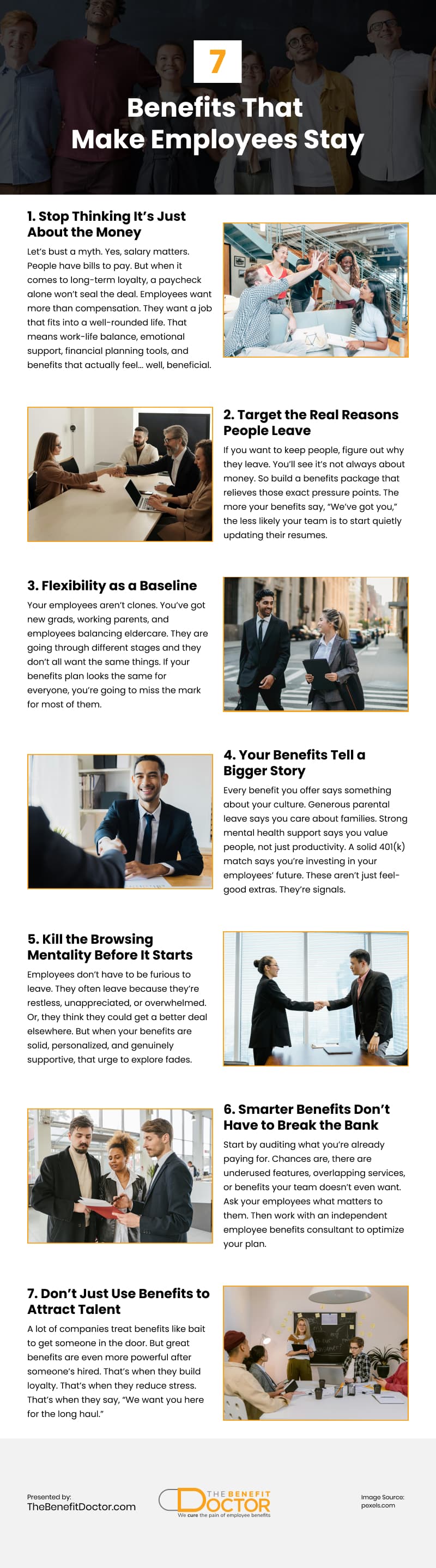7 Benefits That Make Employees Stay Infographic